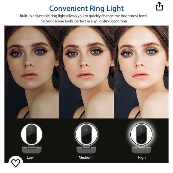 NexiGo N680E 1080P Webcam with Ring Light and Dual Microphone Plug & Play - Picture 4 of 8